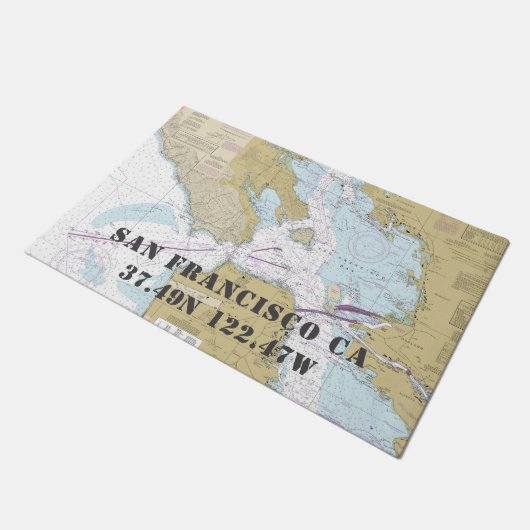 San Francisco CA Latitude Nautische boot met lengt Deurmat (Schuin)
