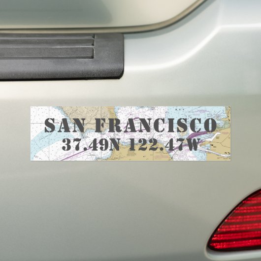 San Francisco CA Latitude-navigatie Bumpersticker (Op auto)