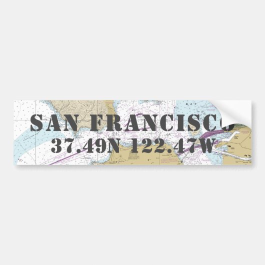 San Francisco CA Latitude-navigatie Bumpersticker (Voorkant)