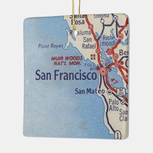 San Francisco CA Map Keramisch Ornament (Links)