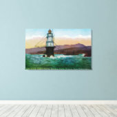 San Francisco, CA Mile Rock Light House Canvas Afdruk (Insitu (Houten vloer))