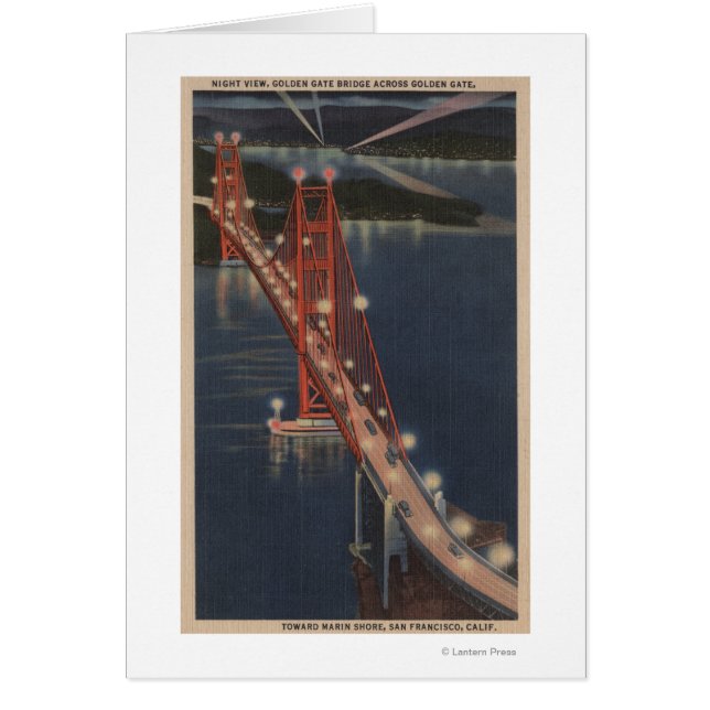 San Francisco, CA - Nacht Uitzicht Golden Gate (Voorkant)