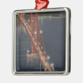San Francisco, CA - Nacht Uitzicht Golden Gate Metalen Ornament (Links)