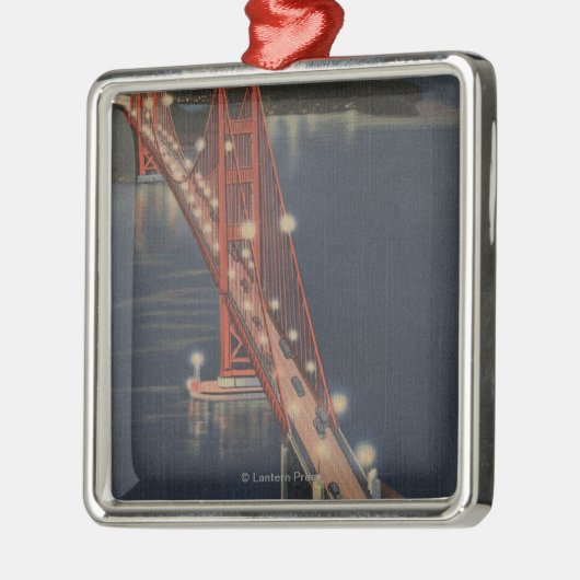 San Francisco, CA - Nacht Uitzicht Golden Gate Metalen Ornament (Links)