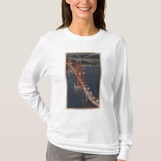 San Francisco, CA - Nacht Uitzicht Golden Gate T-shirt (Voorkant)