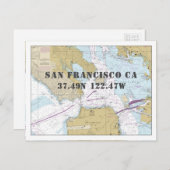 San Francisco CA Nautical Chart Latitude Longitude Briefkaart (Voorkant / Achterkant)