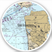 San Francisco CA Nautical Chart Sticker (Voorkant)