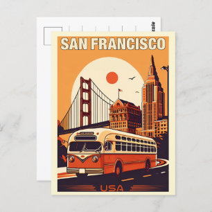  San Francisco, CA oude bus op weg geschenken Briefkaart