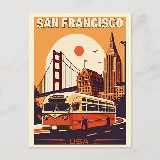  San Francisco, CA oude bus op weg geschenken Briefkaart (Voorkant)