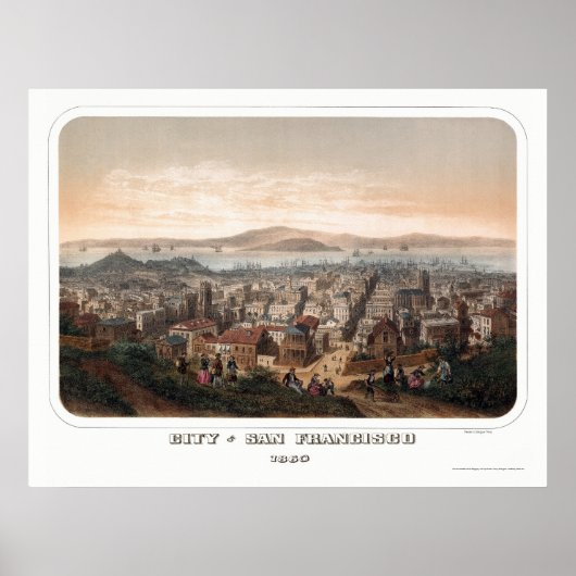 San Francisco, CA Panoramic Map - 1860 Poster (Voorkant)