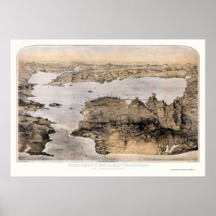 San Francisco, CA Panoramic Map - 1876 Poster