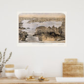 San Francisco, CA Panoramic Map - 1876 Poster (Keuken)