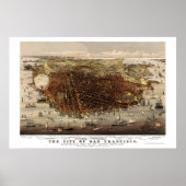San Francisco, CA Panoramic Map - 1878 Poster (Voorkant)