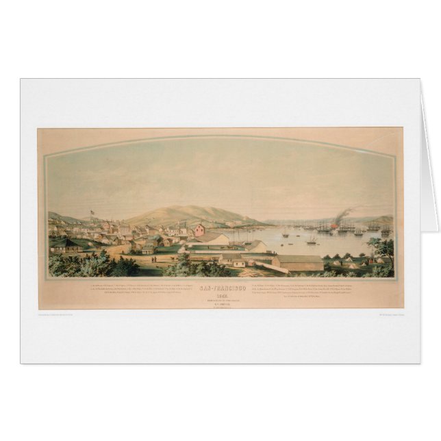 San Francisco, CA. Panoramische kaart 1849 (1626A) (Voorkant Horizontaal)