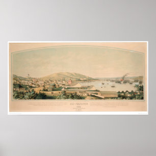 San Francisco, CA. Panoramische kaart 1849 (1626A) Poster