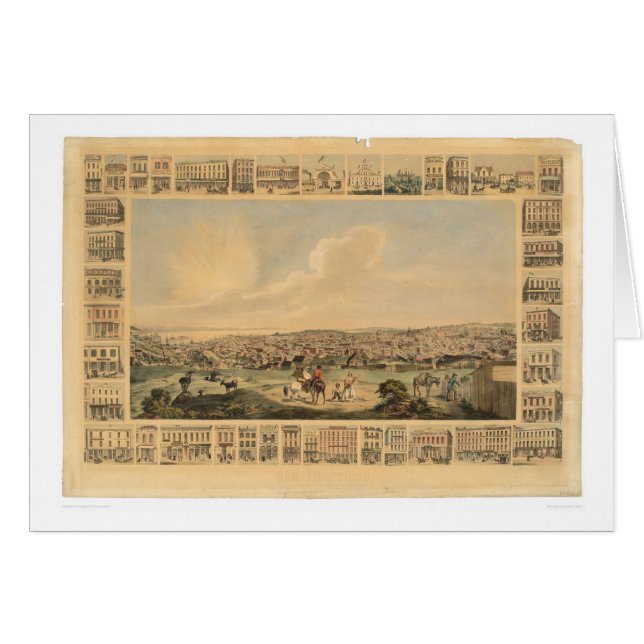 San Francisco, CA. Panoramische kaart 1860 (1162A) (Voorkant Horizontaal)
