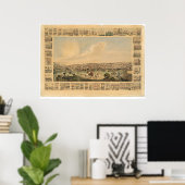 San Francisco, CA. Panoramische kaart 1860 (1162A) Poster (Thuiskantoor)