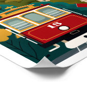 San Francisco CA Rode Kabelbaan Vintage Reizen Poster (Hoek)