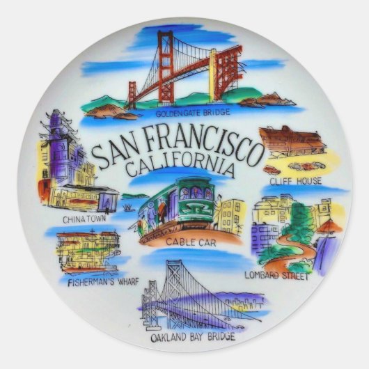 San Francisco CA  Ronde Sticker (Voorkant)