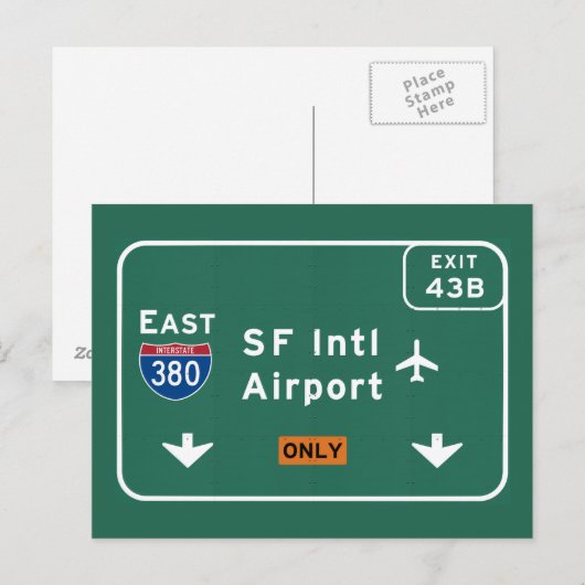 San Francisco CA SFO Airport I-380 E Interstate - Briefkaart (Voorkant / Achterkant)