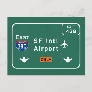 San Francisco CA SFO Airport I-380 E Interstate - Briefkaart