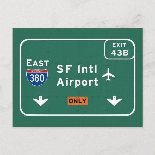 San Francisco CA SFO Airport I-380 E Interstate - Briefkaart (Voorkant)