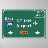 San Francisco CA SFO Airport I-380 E Interstate - Poster (Voorkant)
