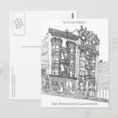 San Francisco, CA | Sutter Street Drawing Briefkaart (Voorkant / Achterkant)