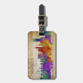 San Francisco, CA | Waterverf City Skyline Bagagelabel (Voorkant verticaal)