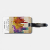 San Francisco, CA | Waterverf City Skyline Bagagelabel (Achterkant horizontaal)