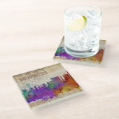 San Francisco, CA | Waterverf City Skyline Glazen Onderzetter (Schuin)