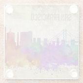 San Francisco, CA | Waterverf City Skyline Glazen Onderzetter (Achterkant)