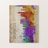 San Francisco, CA | Waterverf City Skyline Legpuzzel (Verticaal)