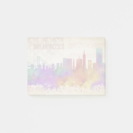 San Francisco, CA | Waterverf City Skyline Post-it® Notes (Voorkant)