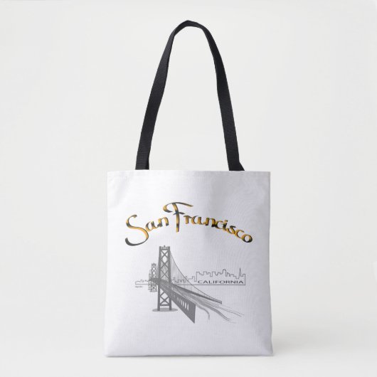 San Francisco, CA, Zwart, Goud, Koel Tote Bag (Voorkant)