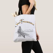 San Francisco, CA, Zwart, Goud, Koel Tote Bag (Dichtbij)
