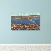 San Francisco, CAAerial Uitzicht S.F. Bridge Canvas Afdruk (Insitu (Houten vloer))