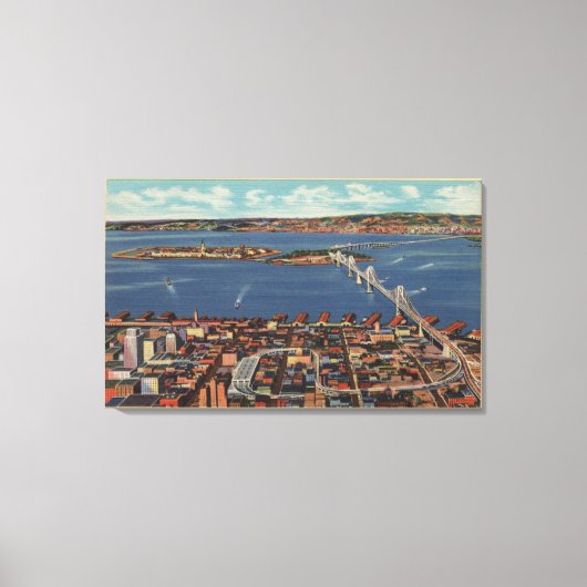 San Francisco, CAAerial Uitzicht S.F. Bridge Canvas Afdruk (Voorkant)