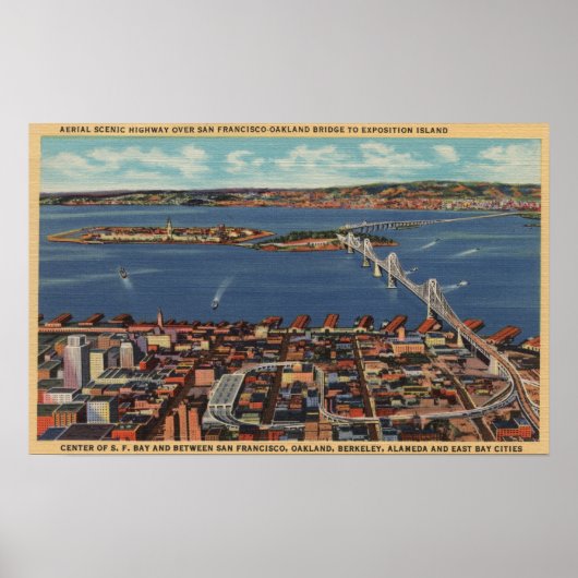 San Francisco, CAAerial Uitzicht S.F. Bridge Poster (Voorkant)