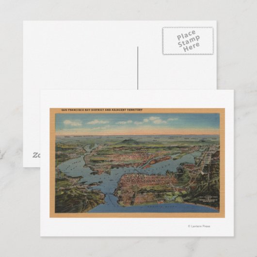 San Francisco, CAAerial Uitzicht uit West Briefkaart (Voorkant / Achterkant)