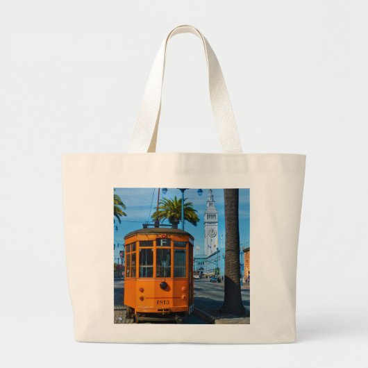 San Francisco Cable Car & Ferry Building Grote Tote Bag (Voorkant)