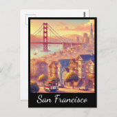 San Francisco Cable Car Golden Gate Bridge Briefkaart (Voorkant / Achterkant)