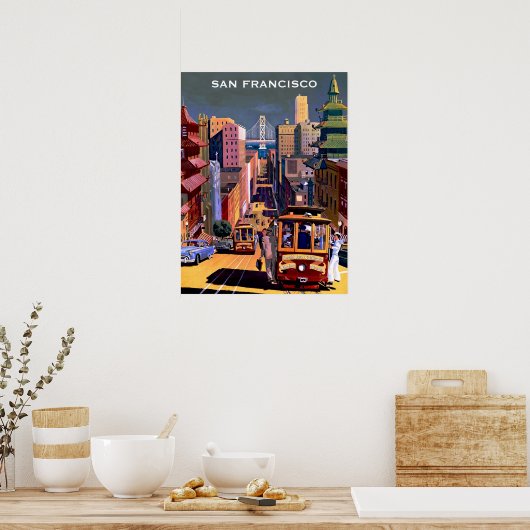  San Francisco Cable Car Retro Travel Poster (Keuken)