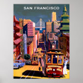  San Francisco Cable Car Retro Travel Poster (Voorkant)