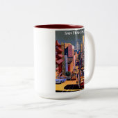 San Francisco Cable Car Retro Tweekleurige Koffiemok (Voorkant rechts)