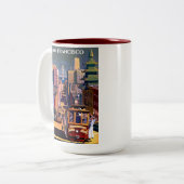 San Francisco Cable Car Retro Tweekleurige Koffiemok (Voorkant links)
