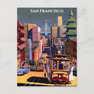 San Francisco Cable Car Retro Vintage Travel Briefkaart
