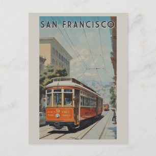 San Francisco Cable Car Retro Vintage Travel Briefkaart