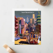 San Francisco Cable Car Retro Vintage Travel Notitiekaartje (Voorkant / Achterkant in situ)