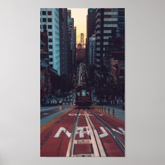 San Francisco Cable Car Sunset - Golden Gate Uitzi Poster